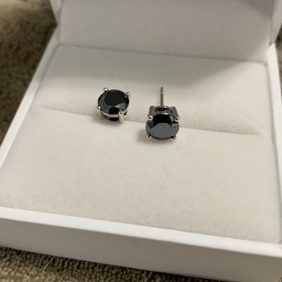 10k 2 Carat Black Diamond Moissanite Earrings - Picture 10 of 14